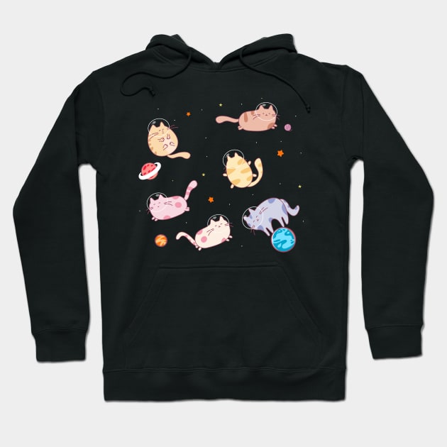 Cats in space - funny kitty cats floating in space Hoodie by Messy Nessie